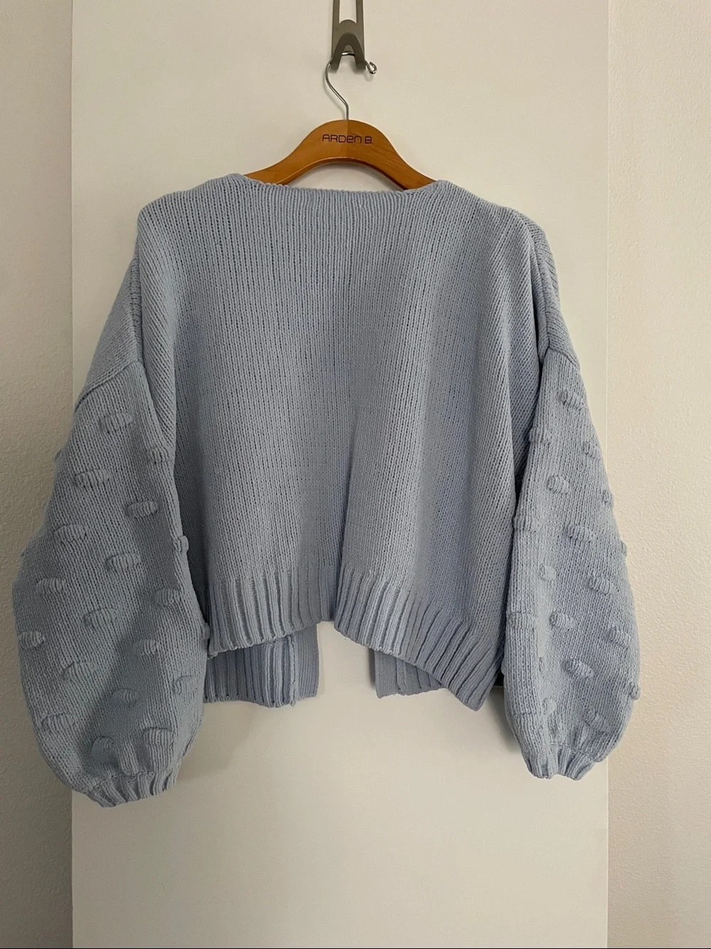 Moon & Madison Balloon Long Sleeve Cardigan Sweater Sky Blue NWOT